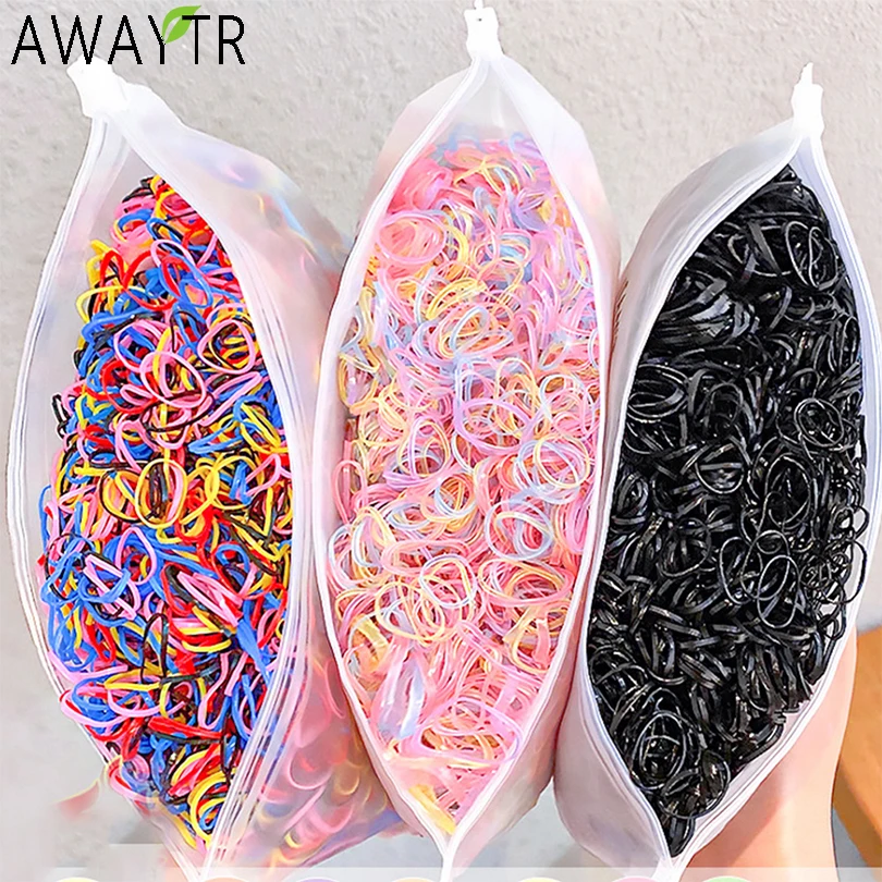 1000pcs/Pack Girls Colorful Small Disposable Rubber Bands Gum For Ponytail Holder Elastic Hair Bands Fashion Hair Accessories