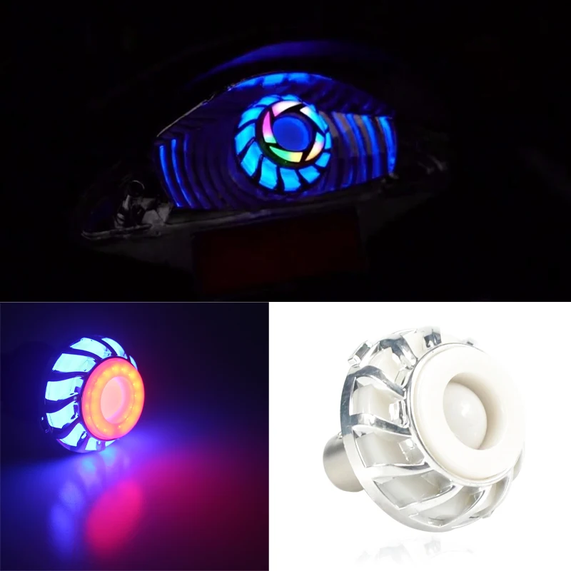 1PC Motorcycle Warning Lamp Angel Eye Motorcycle Headlight 1157 Brake Tail Rear LED Motorbike Light Moto Accessories Universal