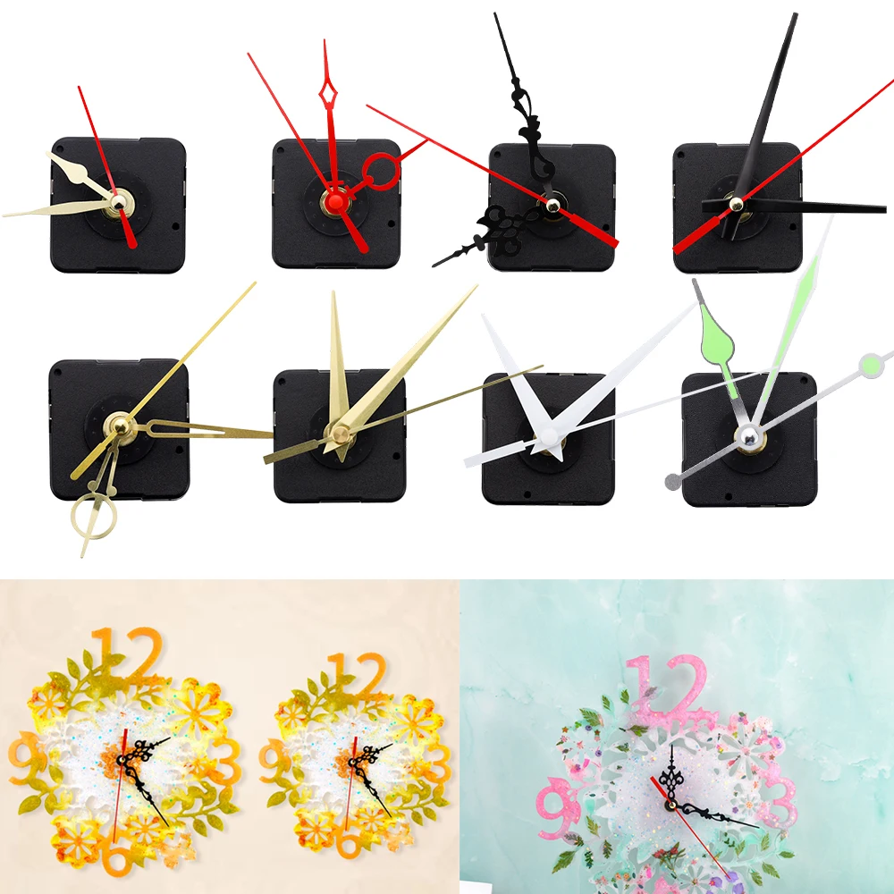 8 Styles Movement Hanging Wall Clock for DIY Silicone Epoxy Resin Clock Casting Mold Resin Clock Making Accessories Tools