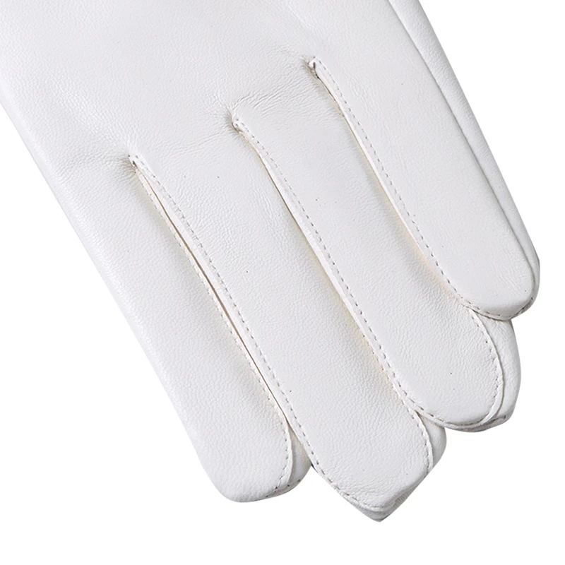 Gants courts en cuir véritable pour hommes, mitaines de police, gants de sport à doigts complets, peau de mouton de cérémonie, blanc, chaud, mode