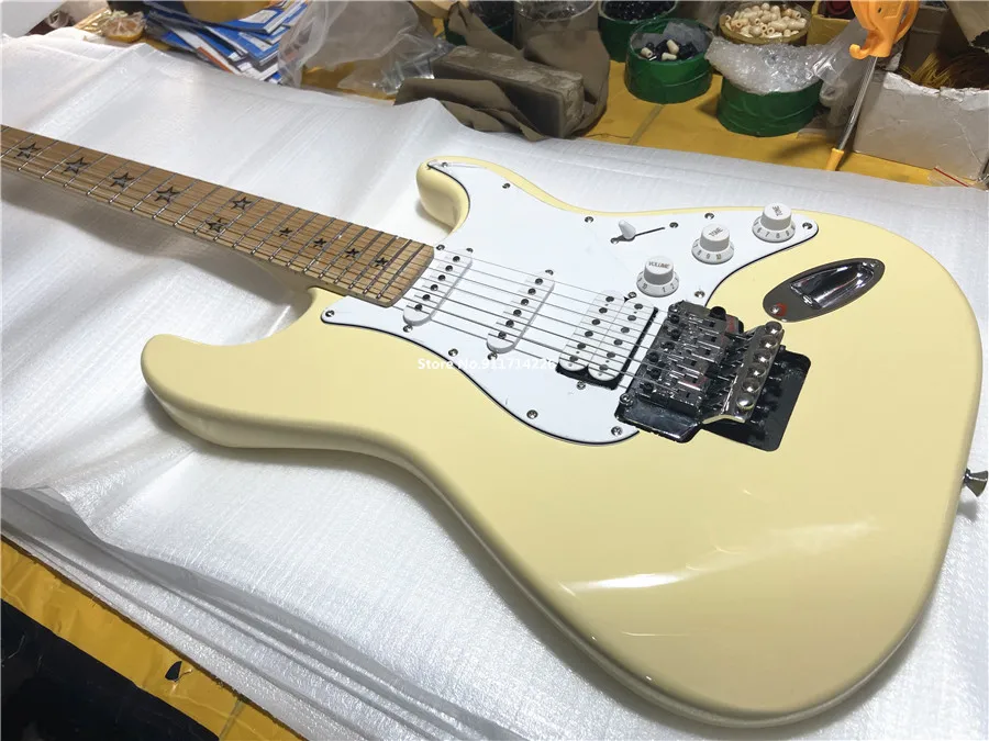 Inheriting classic creamy yellow double electric guitar five-pointed star inlaid can be customized free shipping