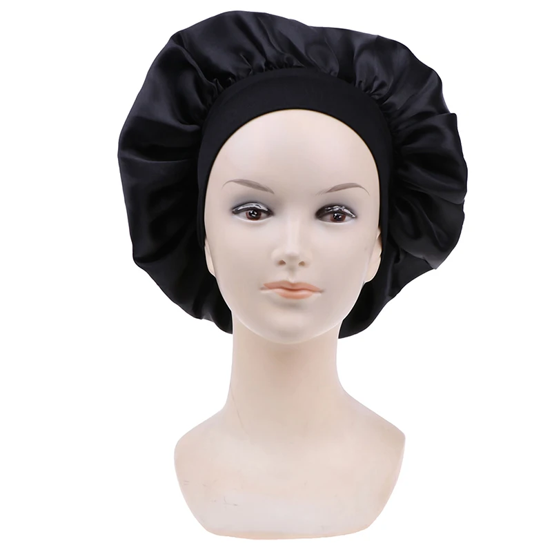 Long Hair Care Women Satin Bonnet Cap Night Sleep Hat Silk Head Wrap Adjust Shower Caps