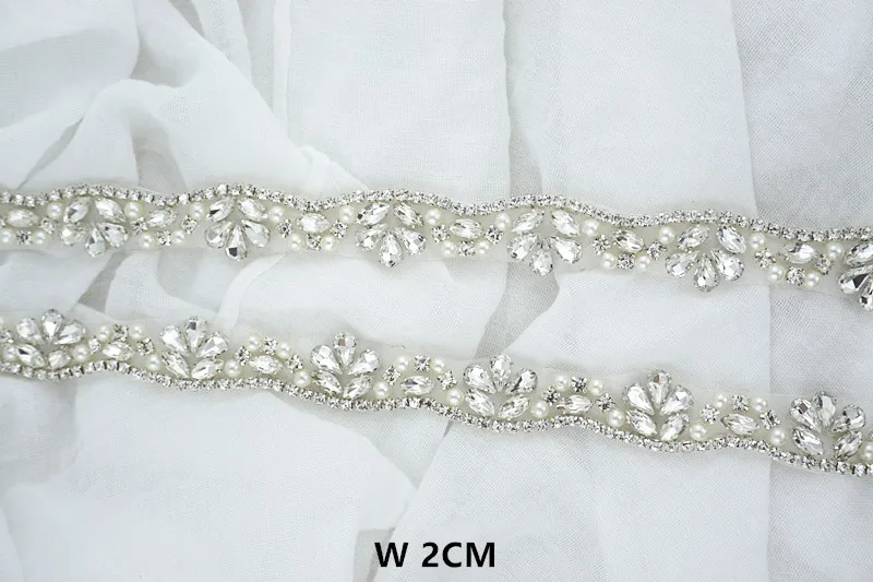 (1 YARD) Rhinestone bridal belt wedding pearl trim with crystals wedding dress accessories belt sash for wedding dress WDD0405