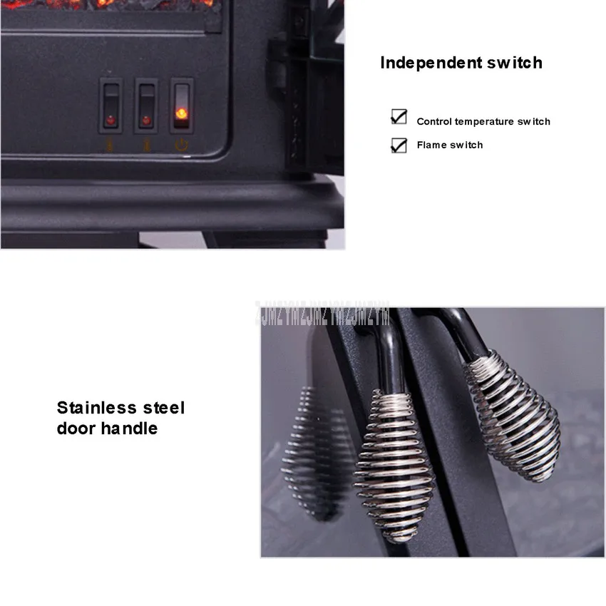 ยุโรปสไตล์ประเภทตู้เตาผิงไฟฟ้าเครื่องทำความร้อนจำลองเปลวไฟไฟฟ้าสำหรับโฮมออฟฟิศตกแต่ง 1400W 220V