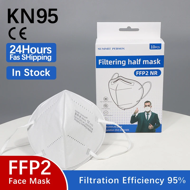 

Black Gray KN95 Mascarillas CE FFP2 Facial Face Mask 6 Layers Filter Protective Health Care Breathable 95% Mouth Masks For Face