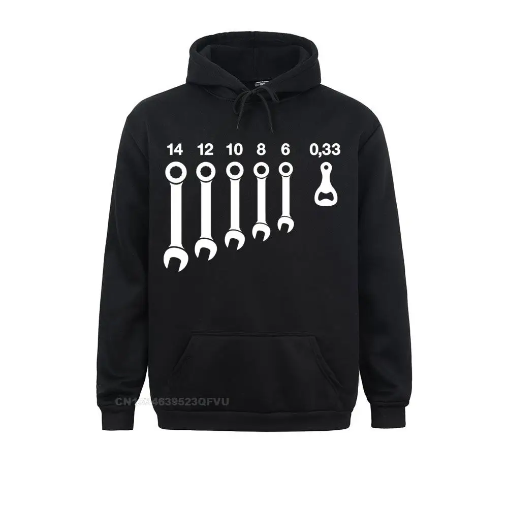 Men's Wrenches Beer Bottle Opener Tools Hoodie Novelty Round Neck Clothes Pure Cotton Pullover Hoodie Unique Harajuku