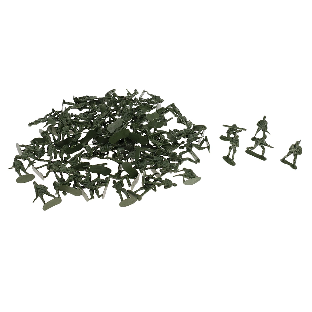 Figuras de acción de soldados de la Segunda Guerra Mundial, 100 Uds., 5cm, juego de hombres del ejército, verde militar