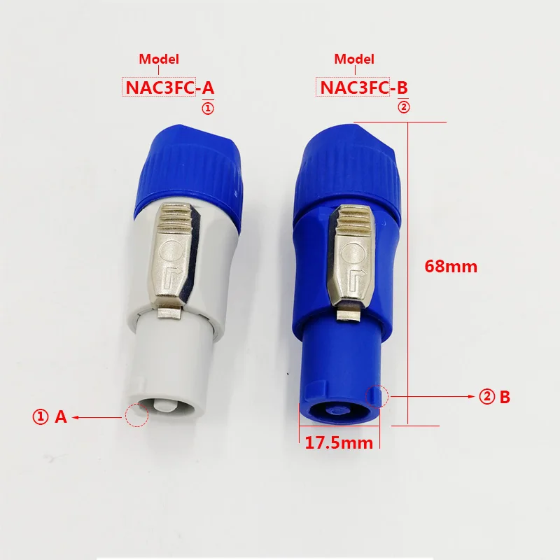 1PC Powercon Connector 3 pins 20A 250V, NAC3FCA NAC3FCB, Power Speaker Cable Connector Male Plug For LED Screen Stage Lighting