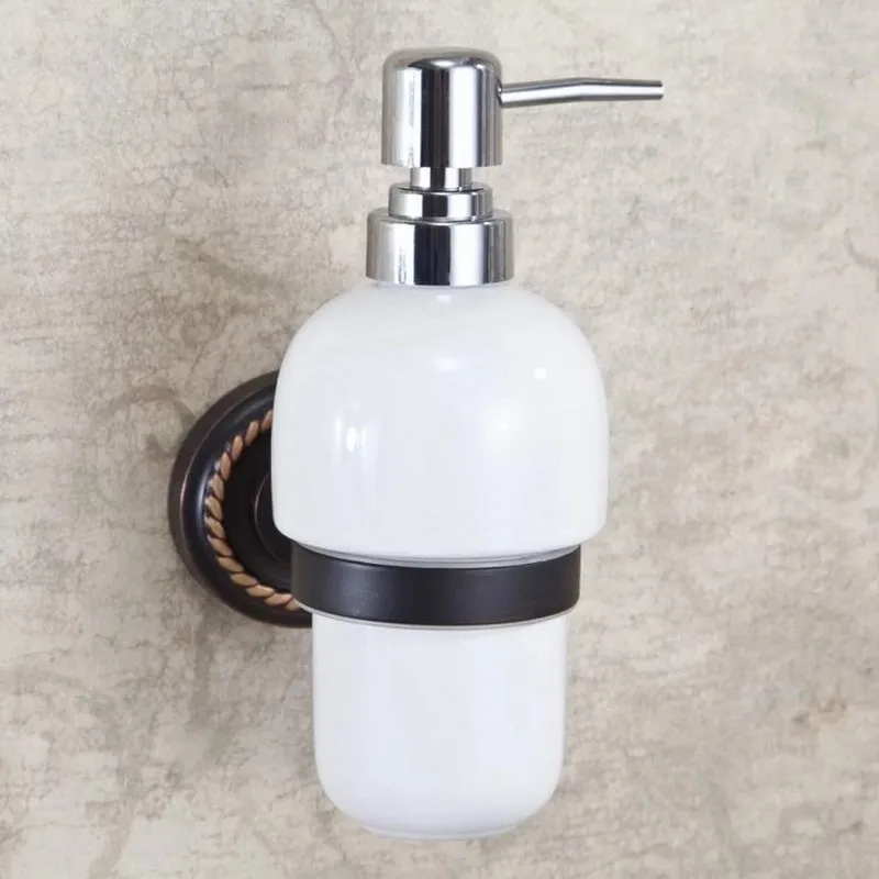 Modern Wall Mounted Kitchen Bathroom Sink Basin Accessory Oil Rubbed Bronze Porcelain Soap Dispenser aba218