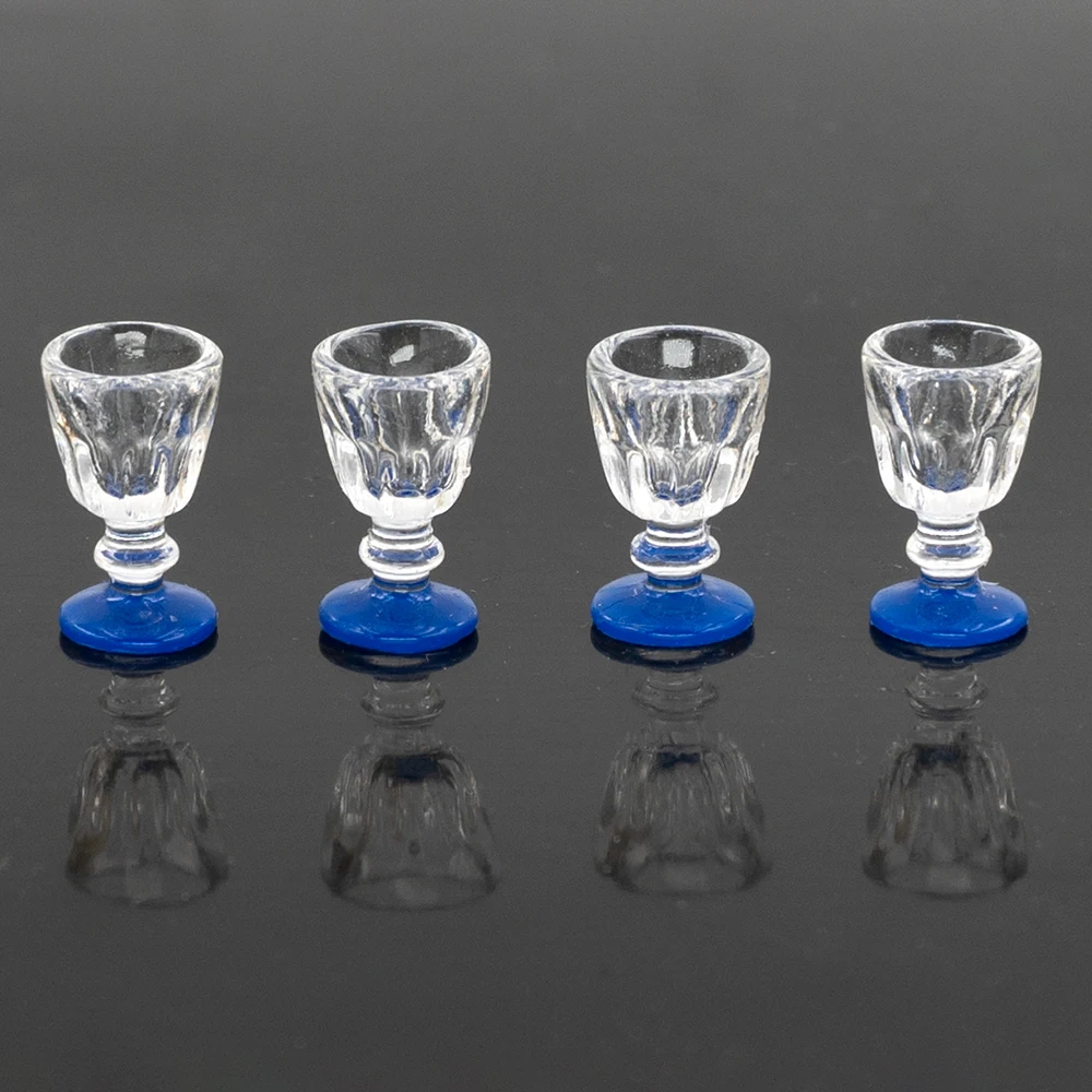 4Pcs 1/12 Dollhouse Miniature Accessories Mini Resin Wine Glasses Simulation Goblet Model for Doll House Decoration ob11