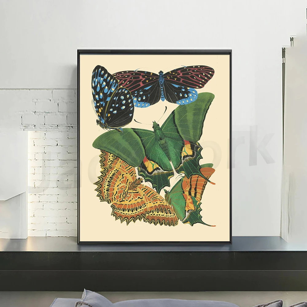 Emile-Allain Seguy Pochoir antique Butterflies Paillon Plate,Botanical wall art decor