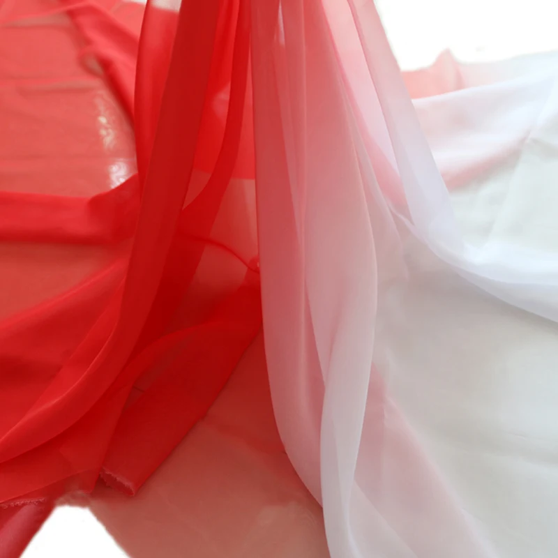 100cm*148cm 30D Red to white fashion chiffon light material gradient dance clothing