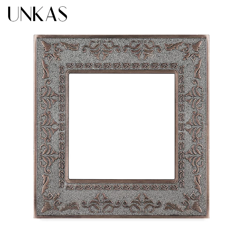 UNKAS DIY Matching Modules Single 4D Embossing Panel Retro Zinc Alloy Free Combination For Wall Switch Socket