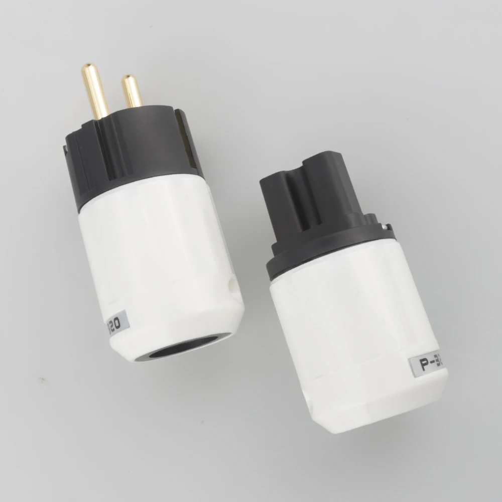 Audiocrast HI - End 24 K Gold Plated Schuko ปลั๊กไฟยุโรปปลั๊กอะแดปเตอร์ Schuko Type สำหรับเยอรมนี, ฝรั่งเศส, ยุโรป, รัสเซีย