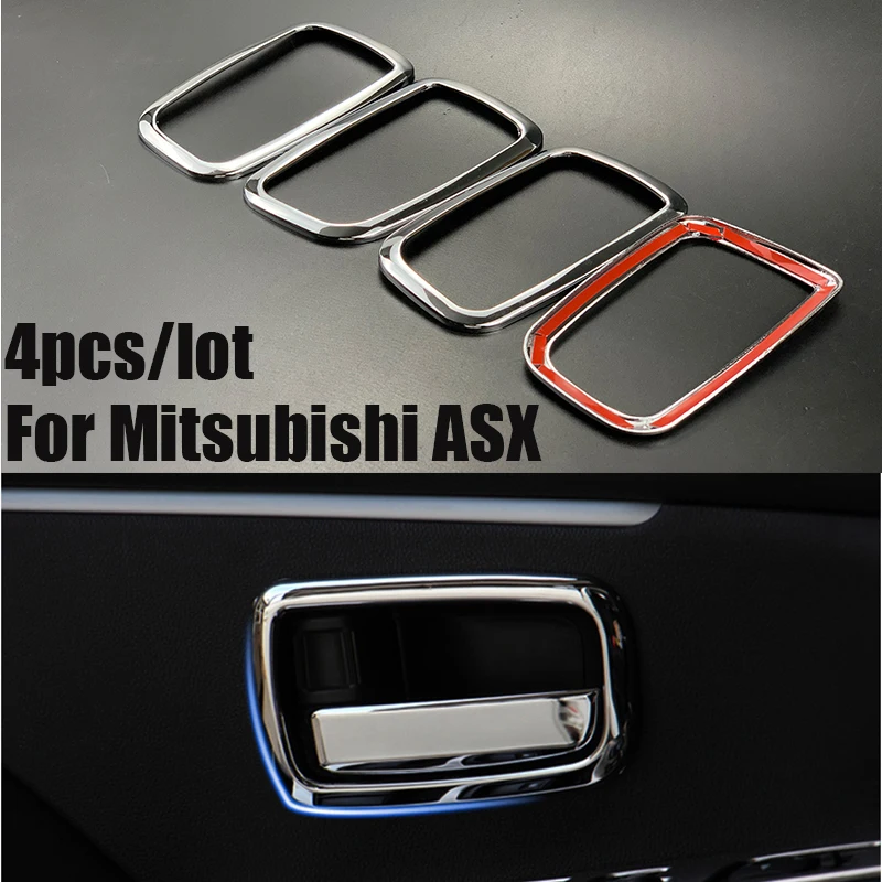 For Mitsubishi ASX ABS Chrome trim Internal handle bowls decoration ring Sticker 4 pcs / lot auto Accessories