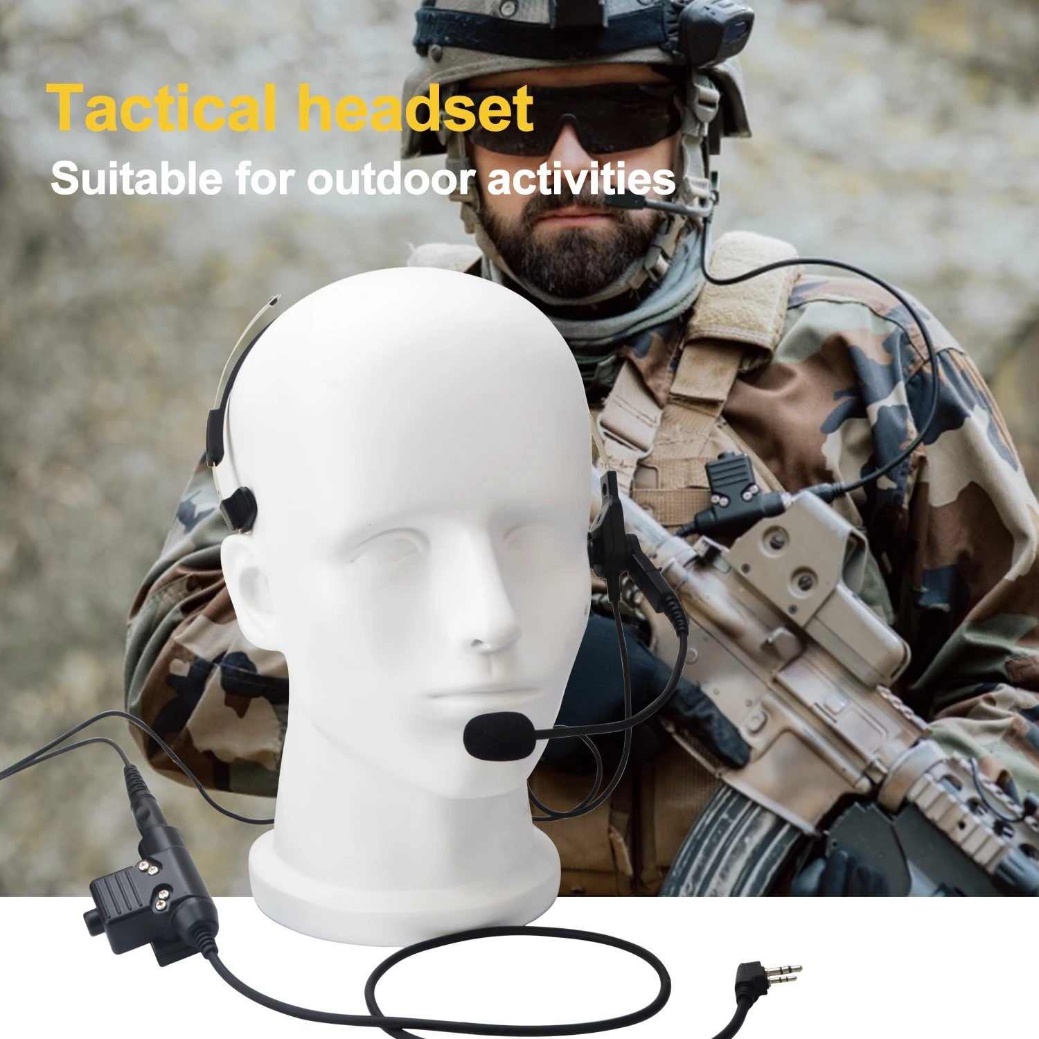 Tactical U94 2 Pin K plug PTT Microphone Mic Headphone Headset For Kenwood Baofeng UV-5R UV5R  BF-888S Walkie Talkie 2-way Radio