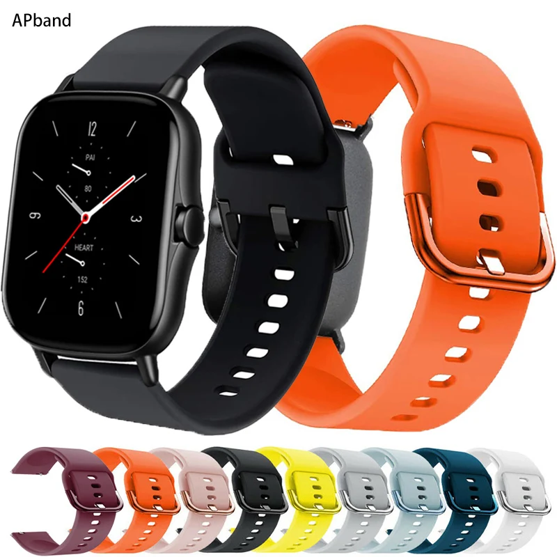 20mm/22mm Watch band For Amazfit GTS/4/2/2e/GTS2 Mini/GTR 3/Pro/47mm/GTR2/2e/stratos 2 Sport Silicone Bracelet Amazfit bip strap