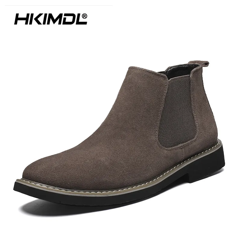 

HKIMDL Suede Ankle Boots Men Martens Boots Genuine Leather Men Ankle Boots Punk Motorcycle Male Shoes Thick Heel Winter Shoes