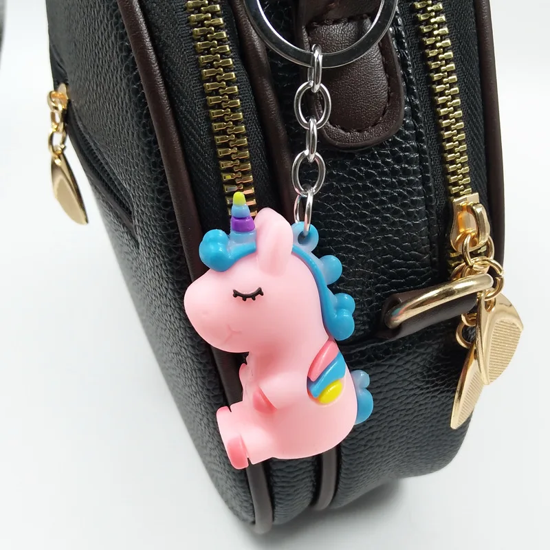 Cartoon  Unicorn Small Pendant Key Pendant Plush Toys Keyring Girl Kid Gift Silicone Soft Unicorn Doll Car Key Alloy Keychain