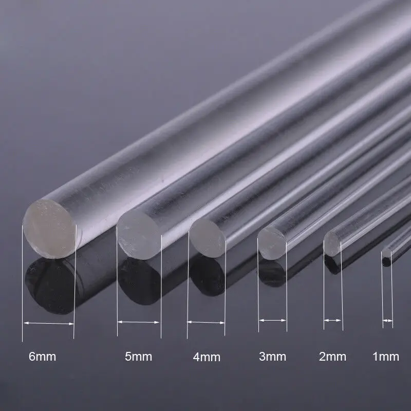 1/5/10 Pcs acrylic round transparent organics glass rod multi size length 100-300 mm DIY craft architectural model material