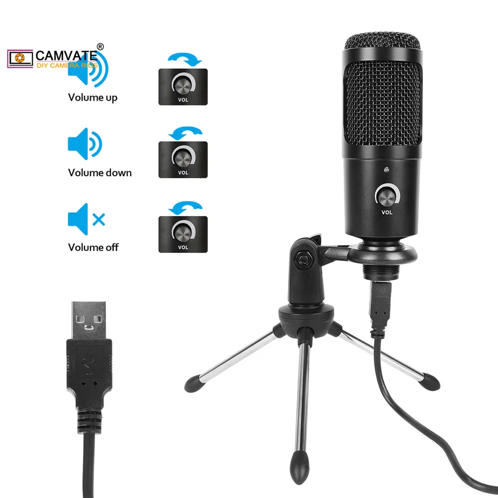 CAMVATE Professional USB Condenser Microphones With Tripod Stand For PC Laptop Gaming Singing Streaming Recording  Studio YouTub