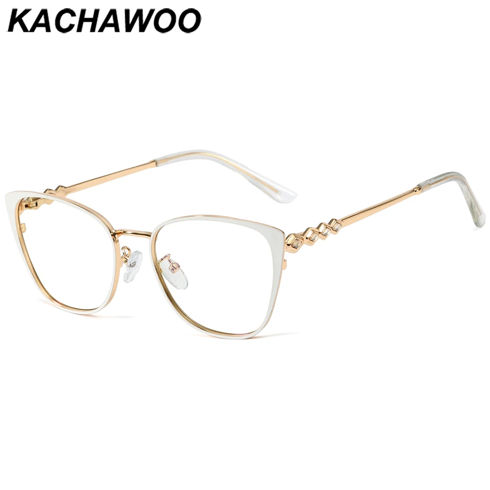 Kachawoo optical glasses anti blue light female metal cat eyes eyeglass frames women computer protective white black hot selling