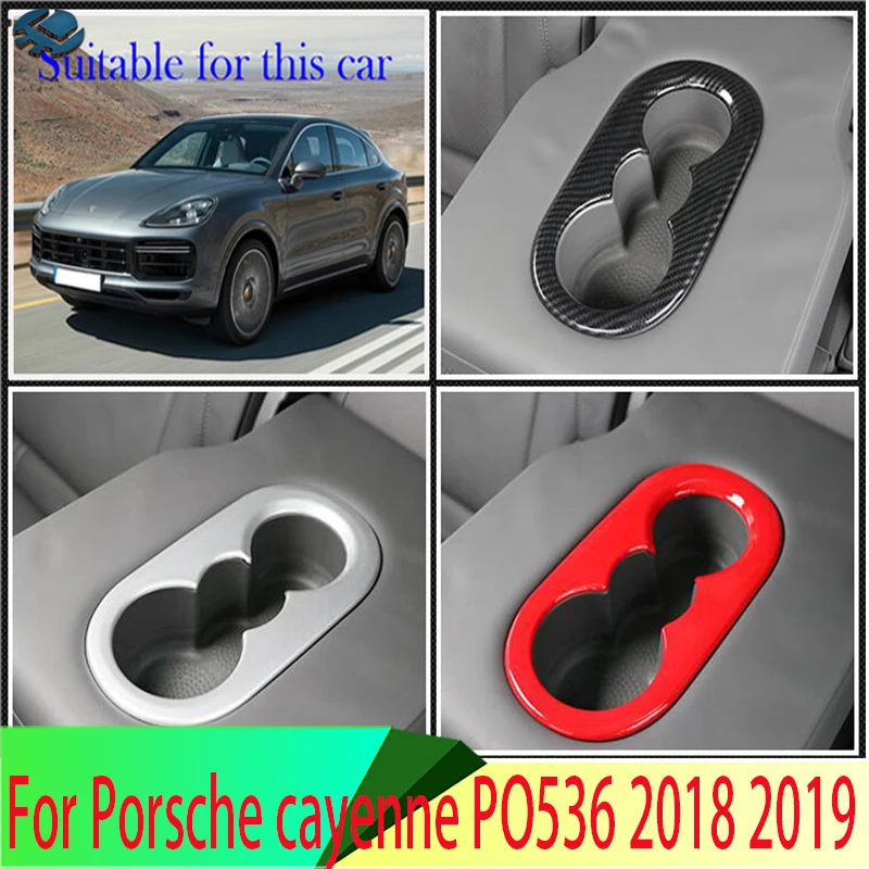 For Porsche cayenne PO536 2018 2019 Car Accessories ABS Chrome Rear Seat Drink Cup Holder Chrome Trim Cover Bezel Surround Frame