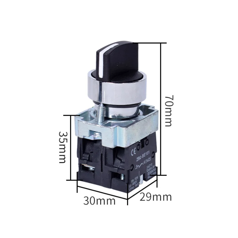 2/3 Positions Latching Self-Locking Selector Push Button Switch Knob Switch 600V Rotary Switch 22mm