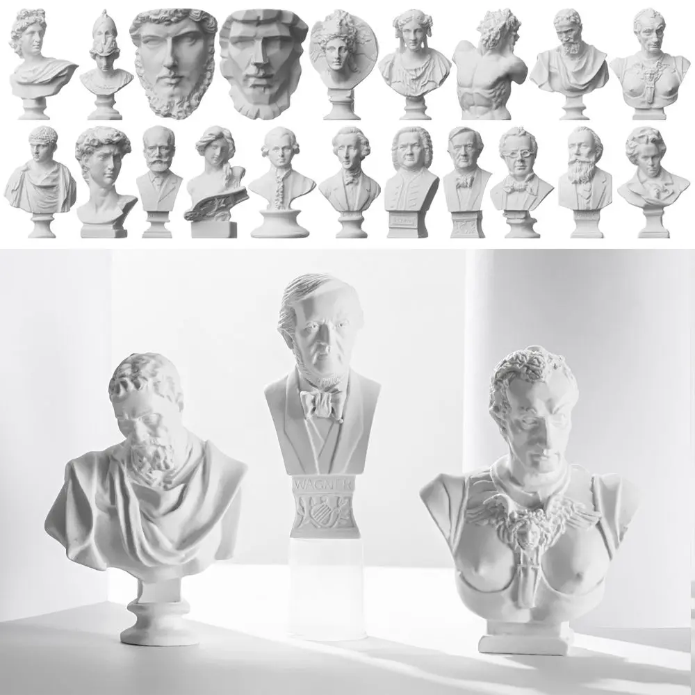 Mini Figurine Plaster Statue Famous Sculpture Celebrities Home Decor Drawing Practice Gypsum Bust Portraits Greek Mythology