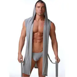 Best price Summer dress bath robe with briefs men pajamas sleepwear Silky pijama hombre hooded bathrobe men bath set