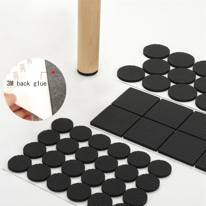 25X25Mm Anti-Lawaai Zelfklevende Meubelpoten Vloerkleed Vilt Pads Anti Slip Mat Bumper Demper Voor Stoel Tafelbeschermer Zwart