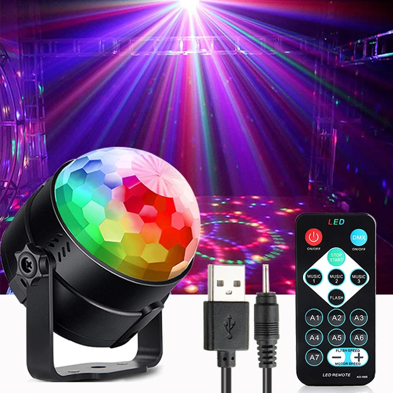 

USB DC5V sound activated rotating disco ball stage light colorful strobe dj party lights ktv Christmas wedding home party lights