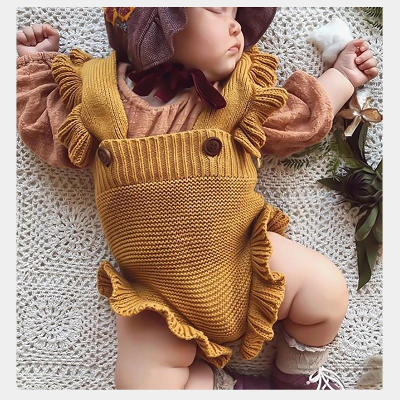 2022 Newborn Baby Girl Knitted Clothes Baby Boys Rompers Brand Jumpsuit Autumn Baby Girls Rompers Cotton Infant Baby Girl Romper