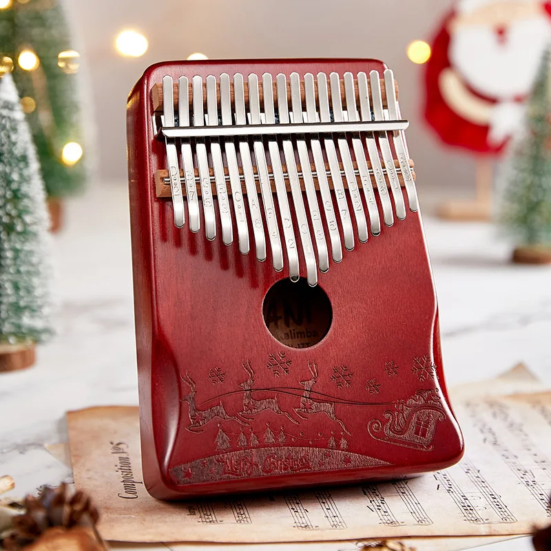 

Red Christmas Style Kalimba 17 Key Thumb Piano Professional Musical Instruments Keyboard Piano Wood Kalimbas Nice Christmas Gift