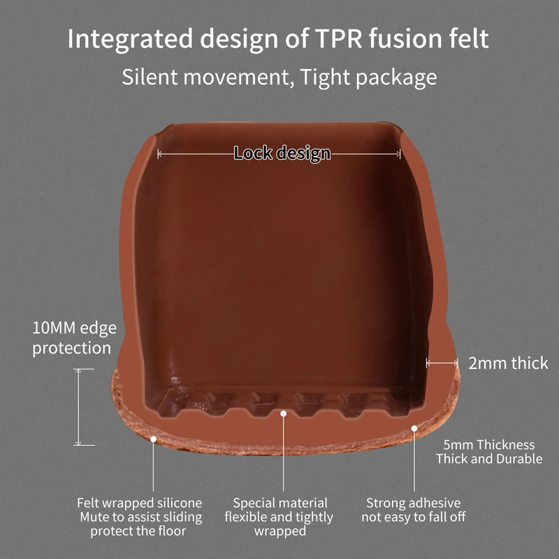 32 шт., колпачки для ножек стола, стула, напольные колпачки, защитные чехлы, нескользящие квадратные TPR мебельные скользящие подушечки для ног,