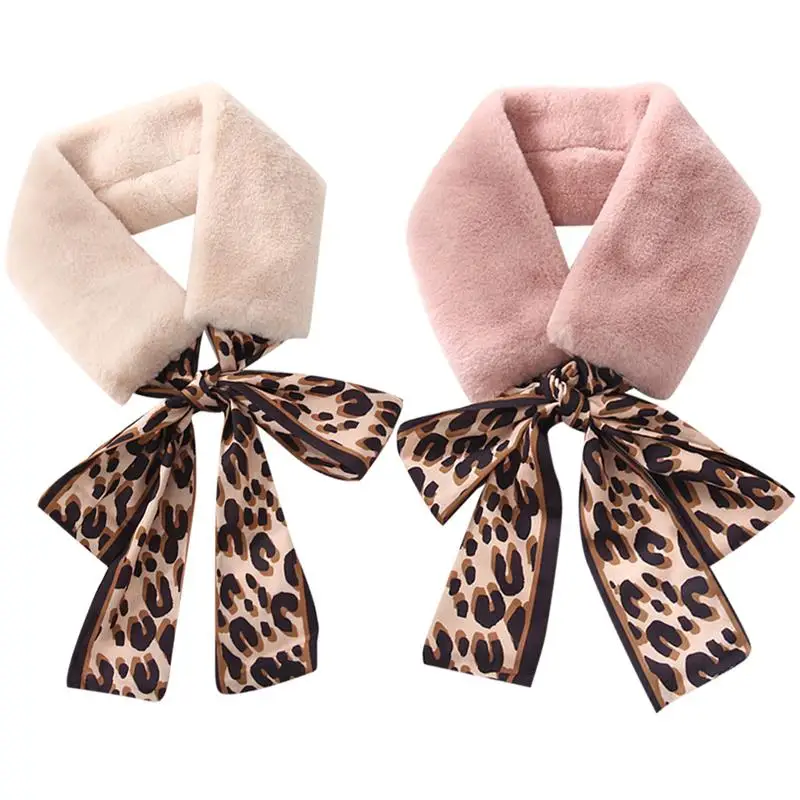 

2pcs Elegant Neck Scarf Fashion Leopard Creative Neck Warmer Short Scarf For Winter Clothing Accessories