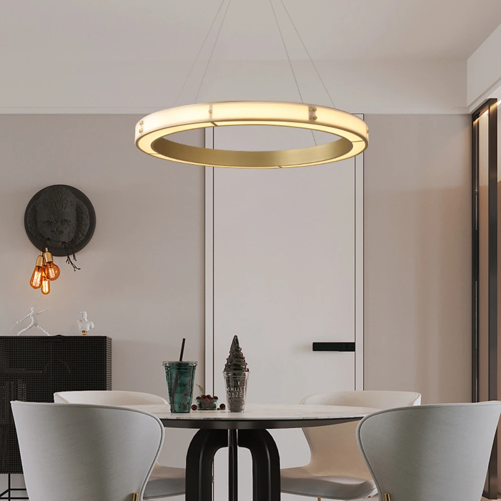 Post modern pendant light luxury Nordic minimalist dining room  creative circle ring chandeliers  model designer lamps