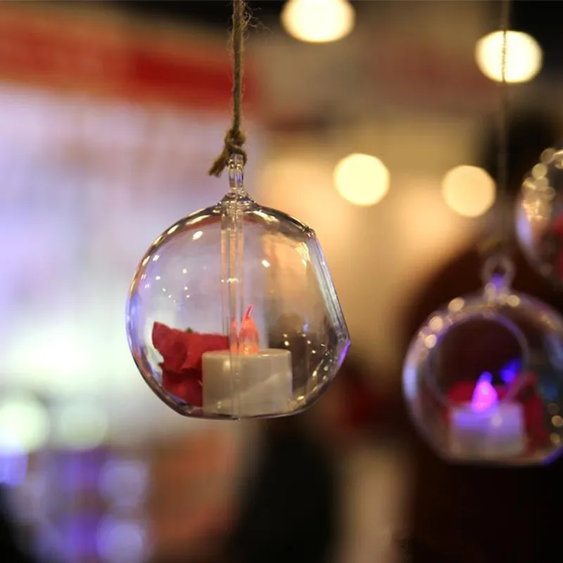 

30 PCS Transparent Acrylic Ball Vase Bowl Hanging Mount Flower Plant Candle Container Home Wedding Party Christmas Decoration