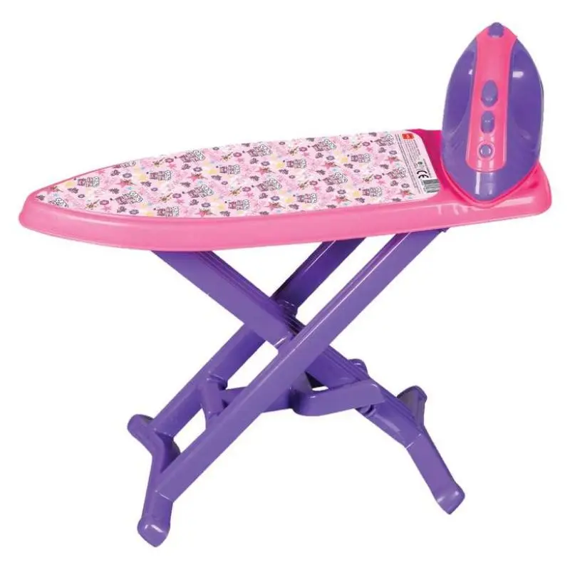 Juego de tabla de planchar para niños y niñas, juguete de plástico, incluye tabla de planchar, rosa, púrpura, Hecho en Turquía