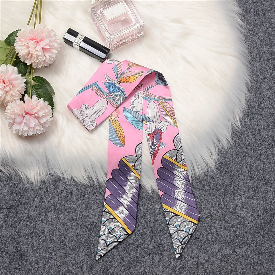 Luxury Feather Real 100% Silk Scarf Summer Natural Mulberry Silk Design Brand Women Scarf Foulard Hair & Bag Scarves Neckerchief