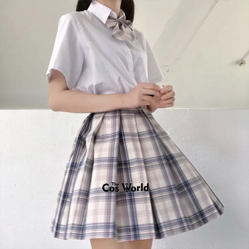 [Morningsunlight] 女の子の夏のハイウエストプリーツスカート格子縞のスカート女性のドレスjk制服学生服