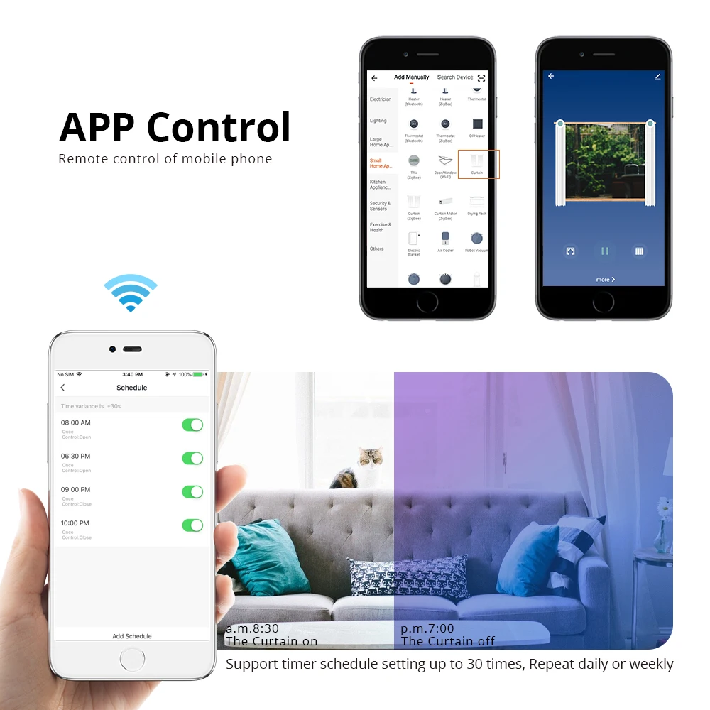 Zemismart Electric Curtain Motor and Track Tuya Smart Life WiFi Control Alexa Google Home Alice Control Wall Mount Ceiling Mount