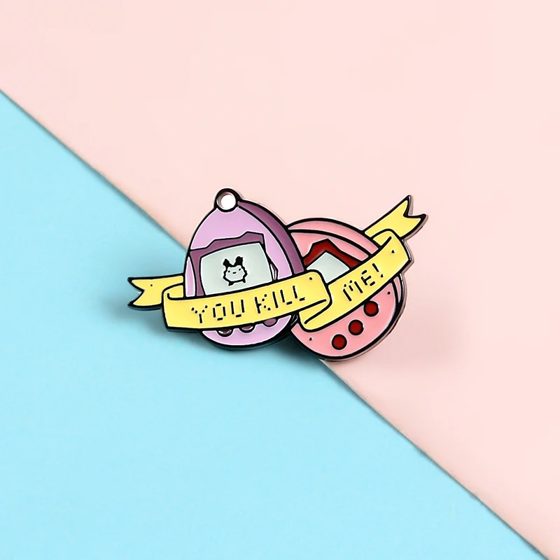 YOU KILL ME! Enamel Pins Custom Gashapon Brooches Lapel Pin Shirt Bag Game Badges Vintage Cartoon Old-School Jewelry Gift