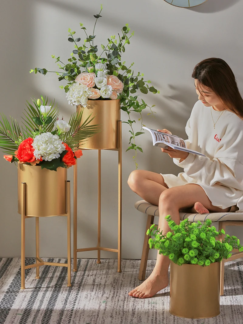 Nordic Light luxury wind landing flower shelf decoration living room indoor false green plant false flower potted plant