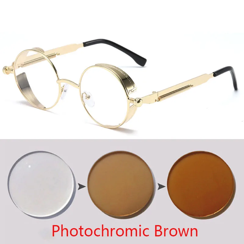 Round Metal Myopia Glasses Gothic Steampunk Vintage Shield Eyewear Shades Prescription 0 -0.5 -0.75 -1.0 -2.0 -3.0 To -6.0