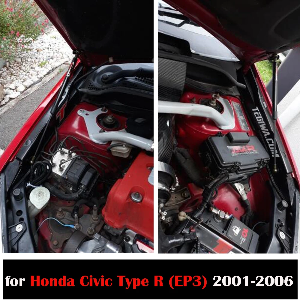 for Honda Civic Type R (EP3) 2001-2006 Front Hood Bonnet Damper Modify carbon fiber Gas Struts Shock Lift Supports