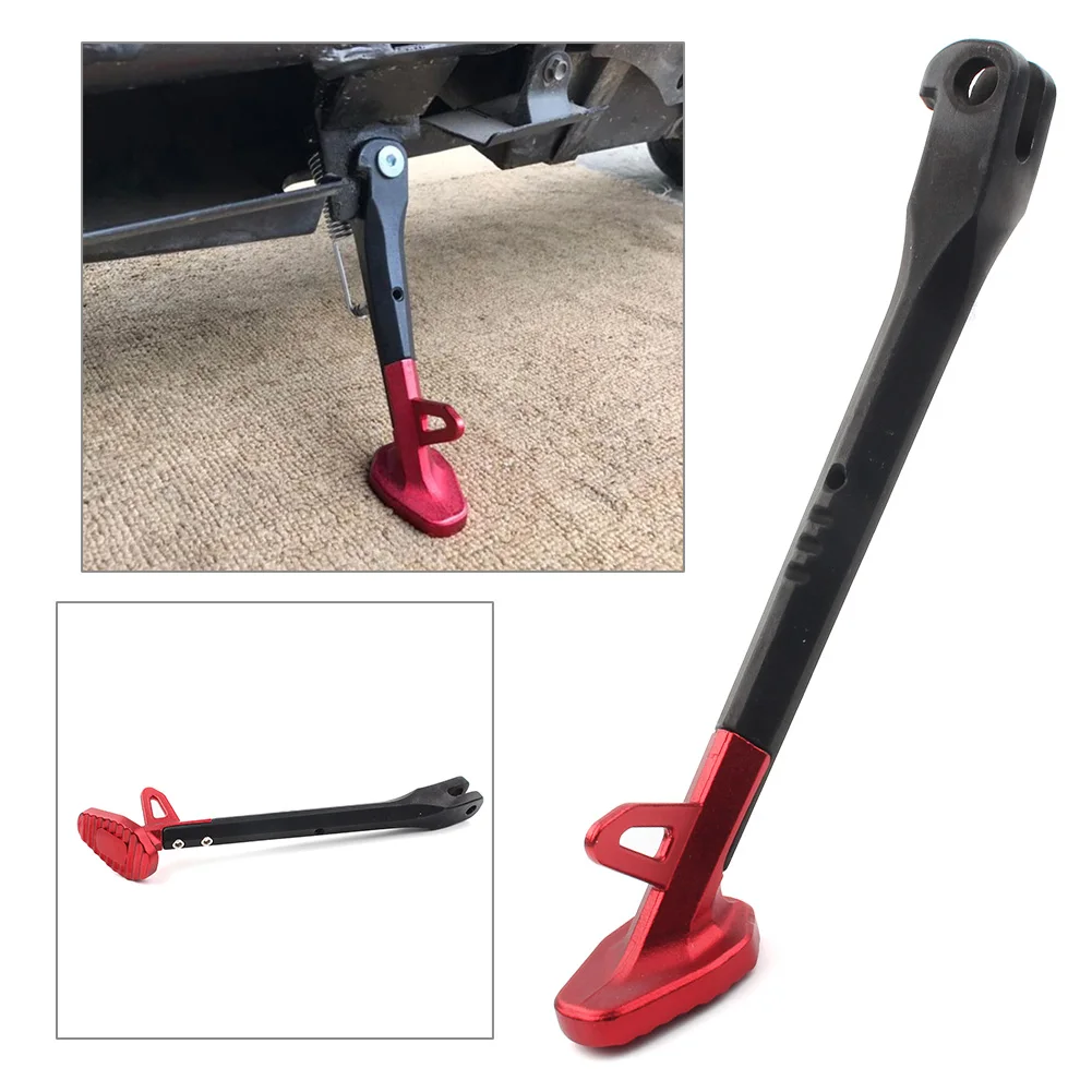 250MM Motorbike Single Side Stand Leg Kickstand Supporter Black+Red CNC Alloy