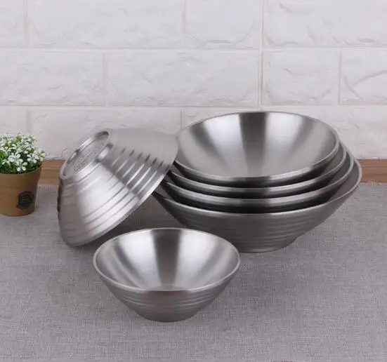 

304 Stainless Steel Threaded Bowl Heat Insulation Pull Noodle Bowl