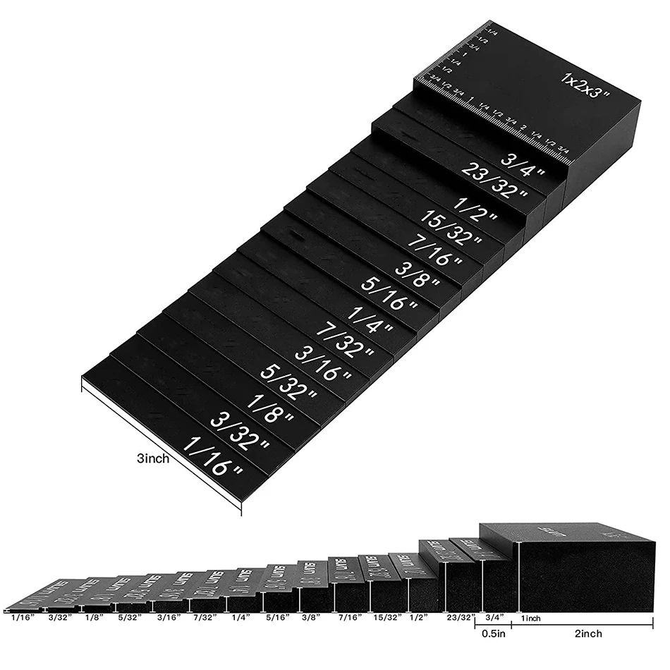 GanWei Setup Blocks Set di misuratori di altezza 15 pezzi barre di installazione in alluminio di precisione per Router e accessori per seghe da tavolo Set per la lavorazione del legno