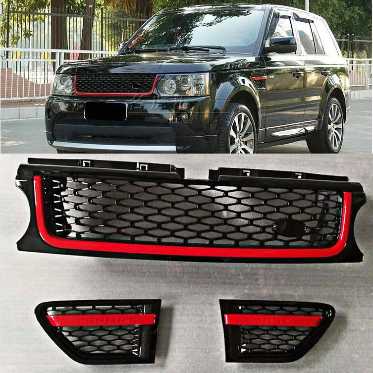 For Land Rover Range Rover Sport L320 2006-2013 Red BLACK Chrome ABS Front Upper Bumper Mesh Grill Grille